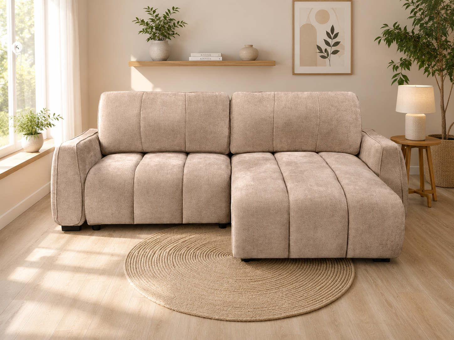 Portland Universal Corner Sofabed Beige 3
