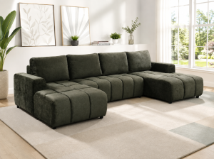 Shanghai Luxury Green U Shape Corner Sofabed