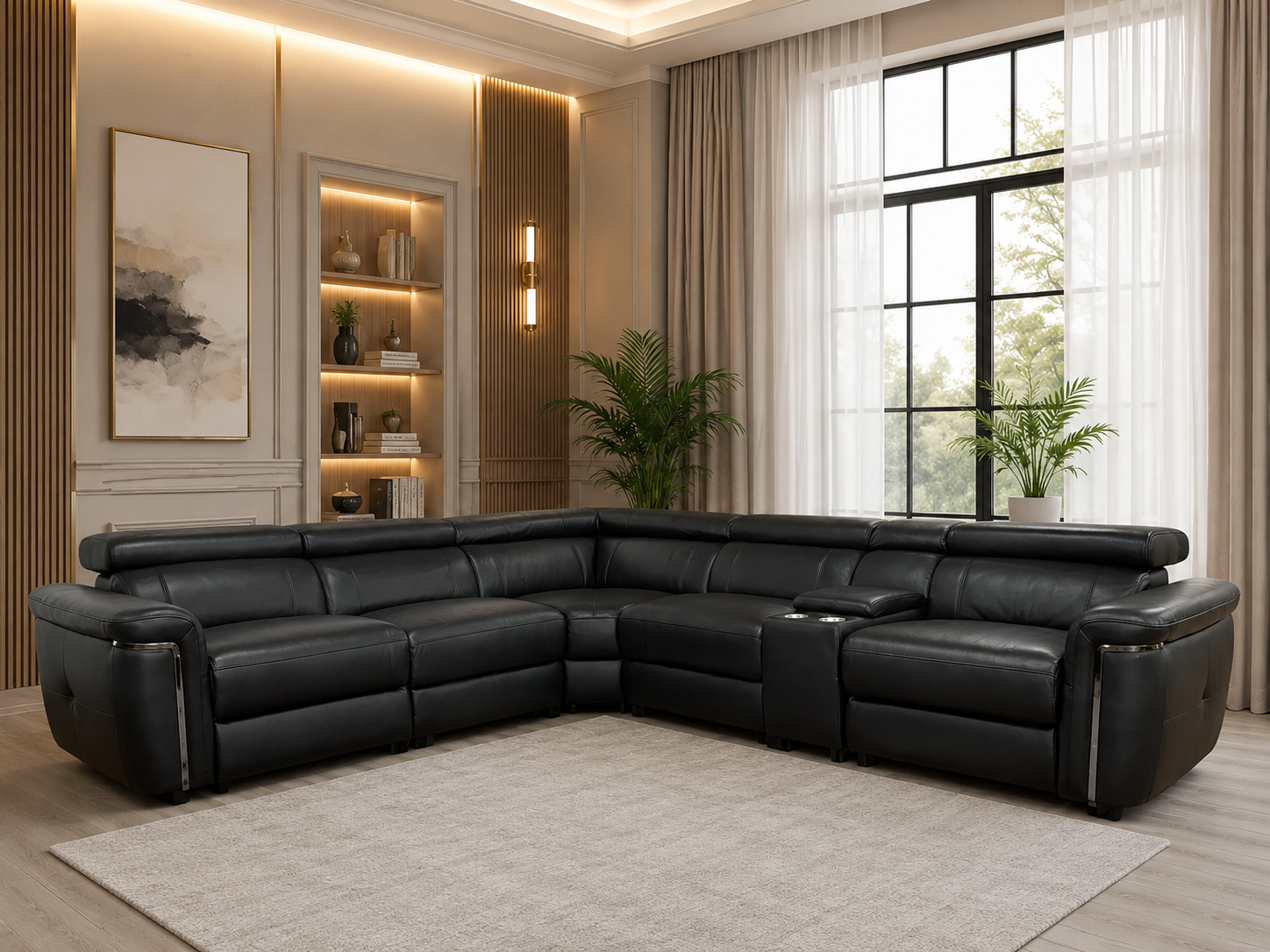 Somerville Large Corner Electric Recliner Sofa in Black