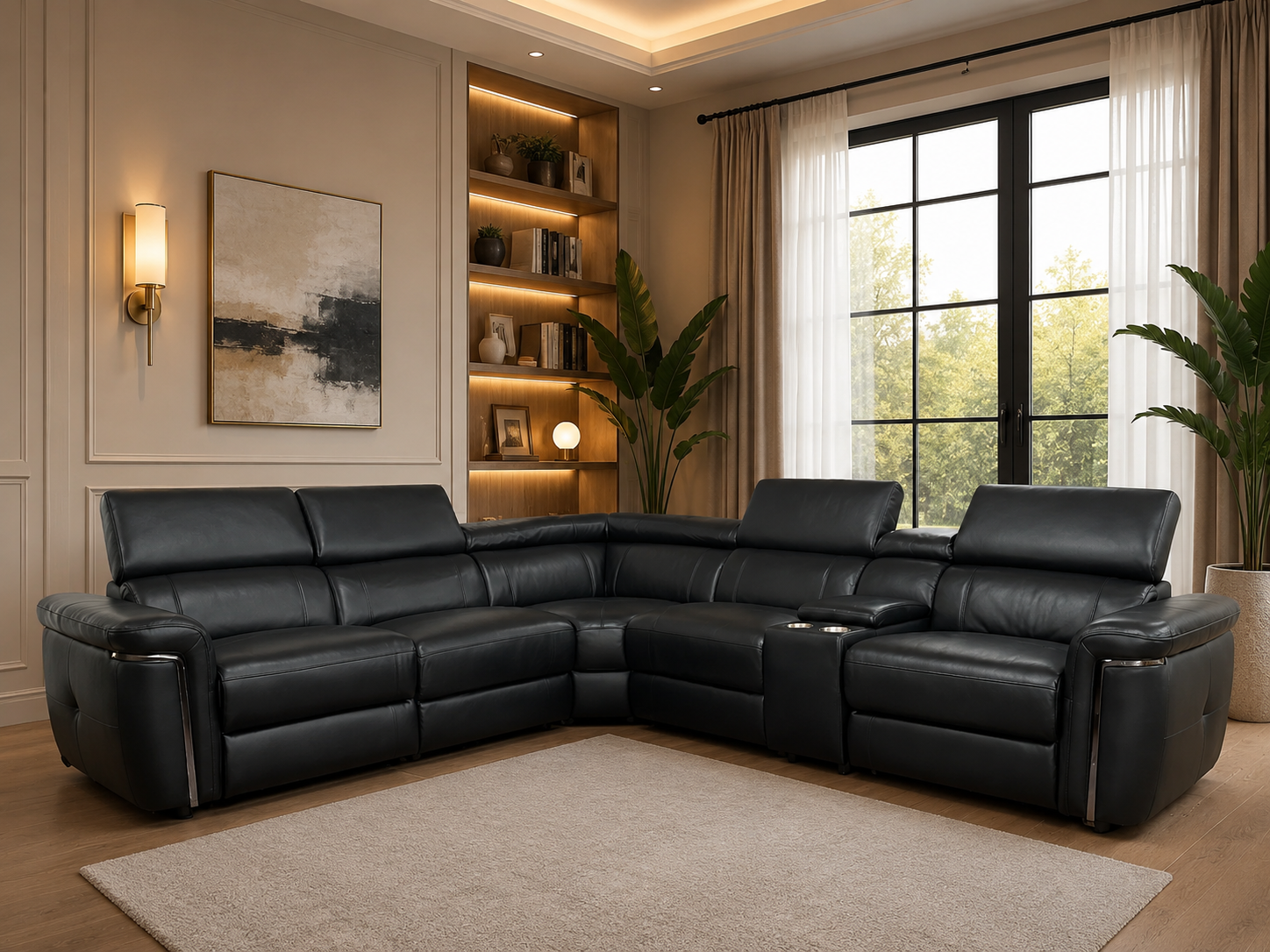 Somerville Large Corner Electric Recliner Sofa in Black