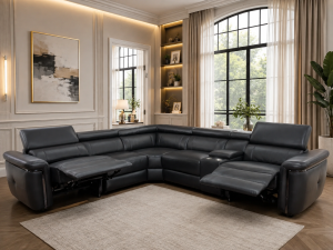 Somerville Large Corner Electric Recliner Sofa in Black