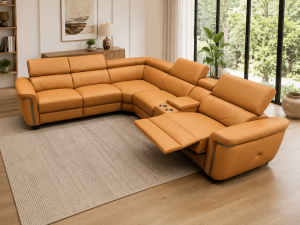 Somerville Electric Recliner Sofa Tan Large Corner 1