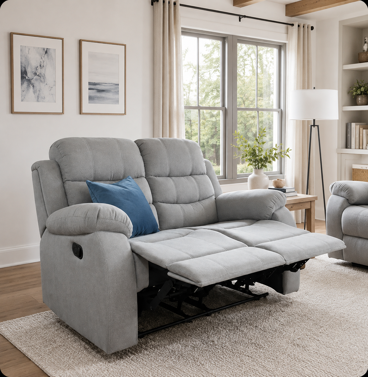 Stanley Manual Recliner Sofa Grey 2 Seater