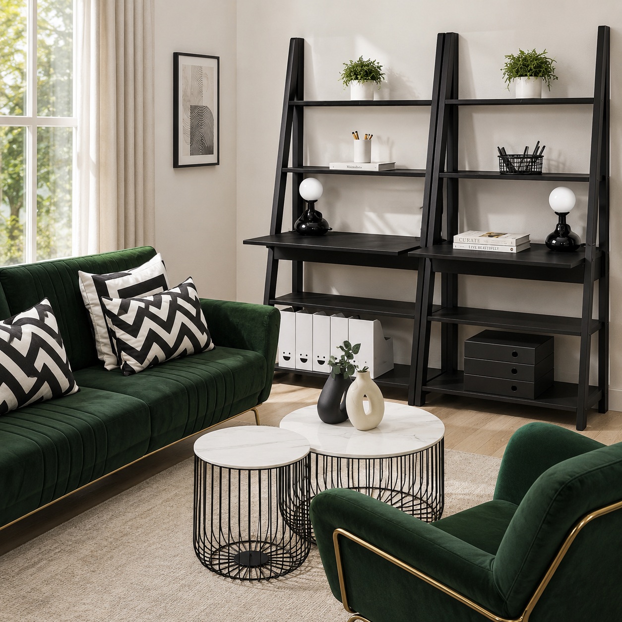 Tiva Black Ladder Desk