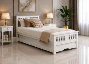 White Wooden Guest Bed