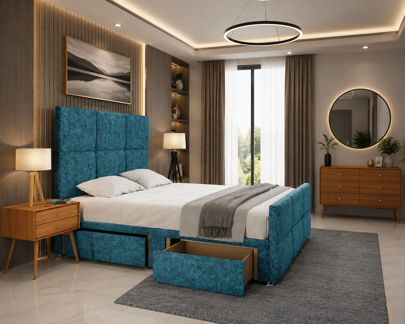 Mia Cube Large Divan Bed Set With Matching Footboard