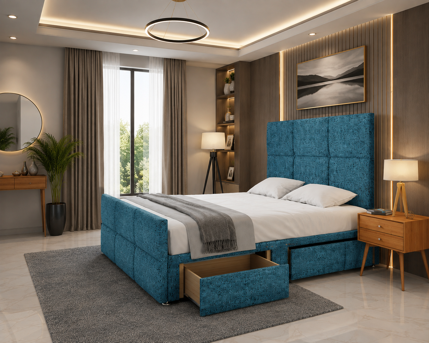 Mia Cube Large Divan Bed Set With Matching Footboard