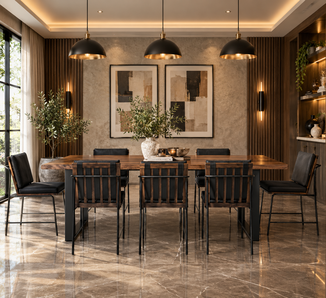 Antibes Russet & Black Dining Table