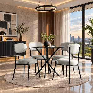 Casa Glass & Black Dining Table