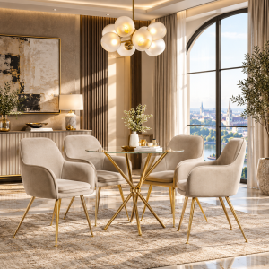 Casa Glass & Gold Dining Table