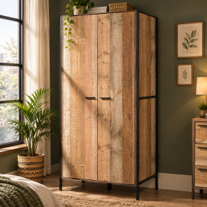 Hoxton Distressed Oak Effect Double Wardrobe