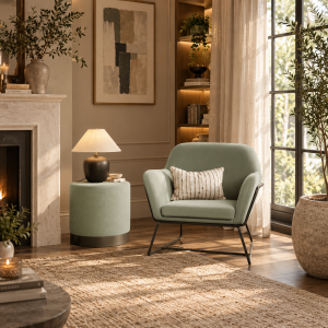 Lara Sage Velvet Small Pouffe