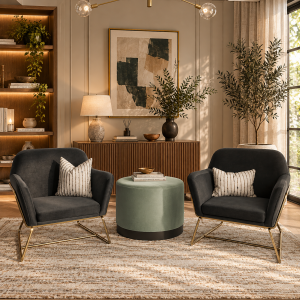 Lara Sage Velvet Large Pouffe