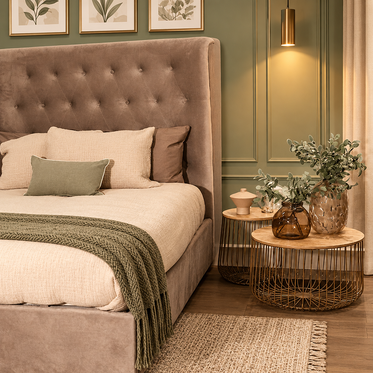 Enzo Oak & Gold Side Table