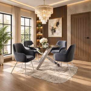 Capri Glass and Silver Dining Table