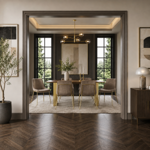 Carlo Taupe and Gold Dining Chair