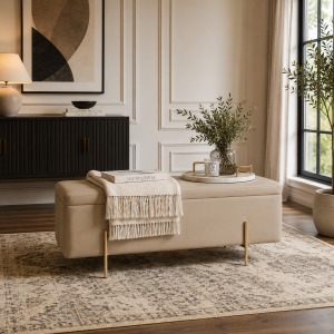 Lola Beige Storage Ottoman