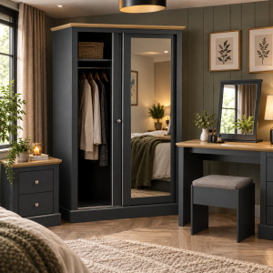 Devon Charcoal Double Sliding Wardrobe