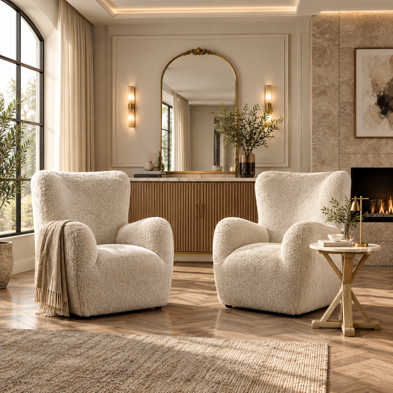 Harrow Stone & Latte Side Table