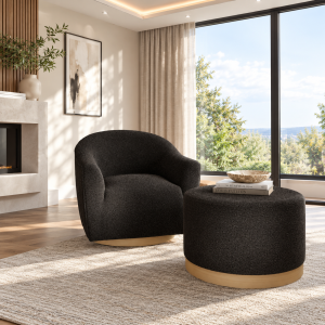 Lara Black Large Pouffe