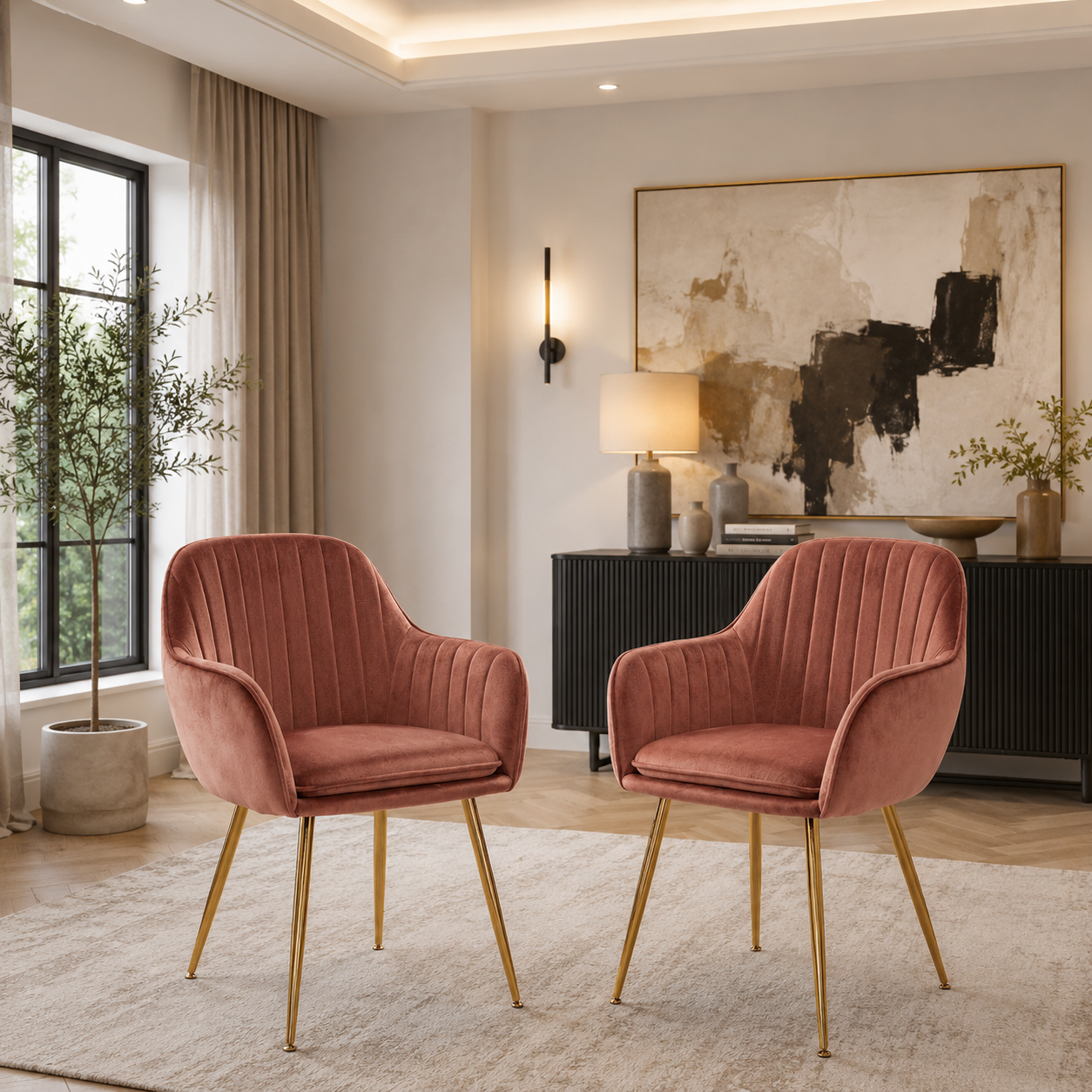 Lara Vintage Pink & Gold Dining Chairs