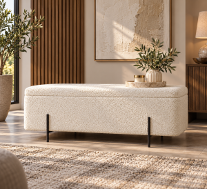 Lola Ivory Boucle Storage Ottoman