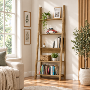 Tiva Oak Ladder Bookcase