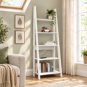Tiva White Ladder Bookcase
